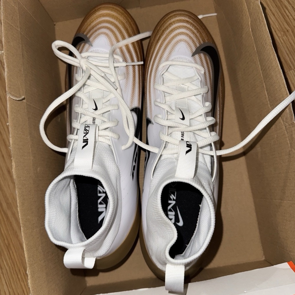 Nike Vapor Elite 1 Football Cleats Men's 13 White Metallic Gold No Box NWT $145 - Picture 4 of 6